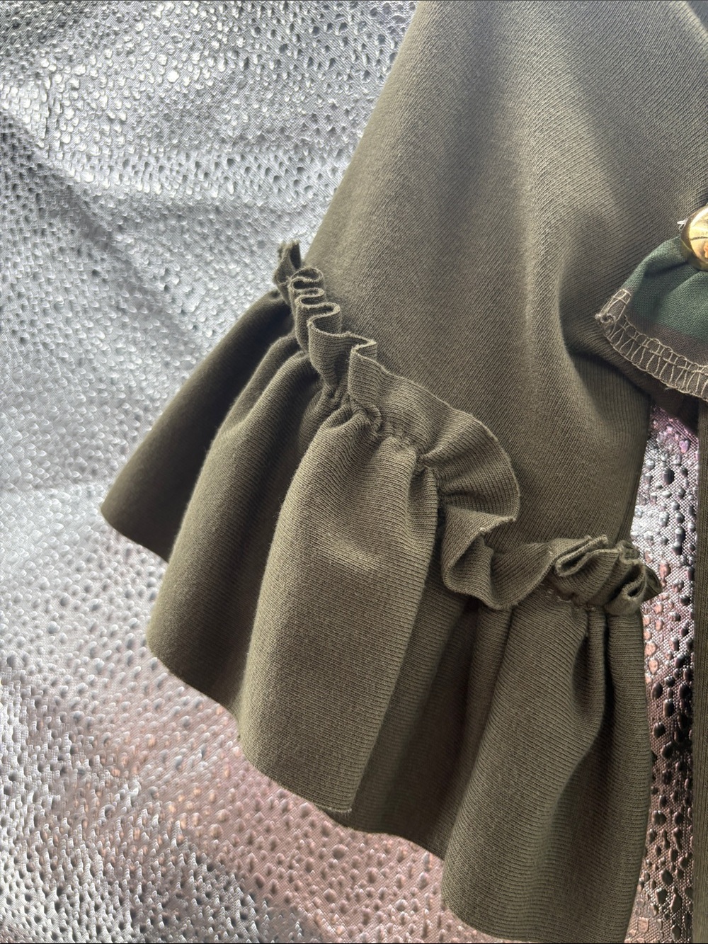 Angela Mele Milano Olive Green Embellished Women's Dress with Tassel Detail - Picture 7 of 9